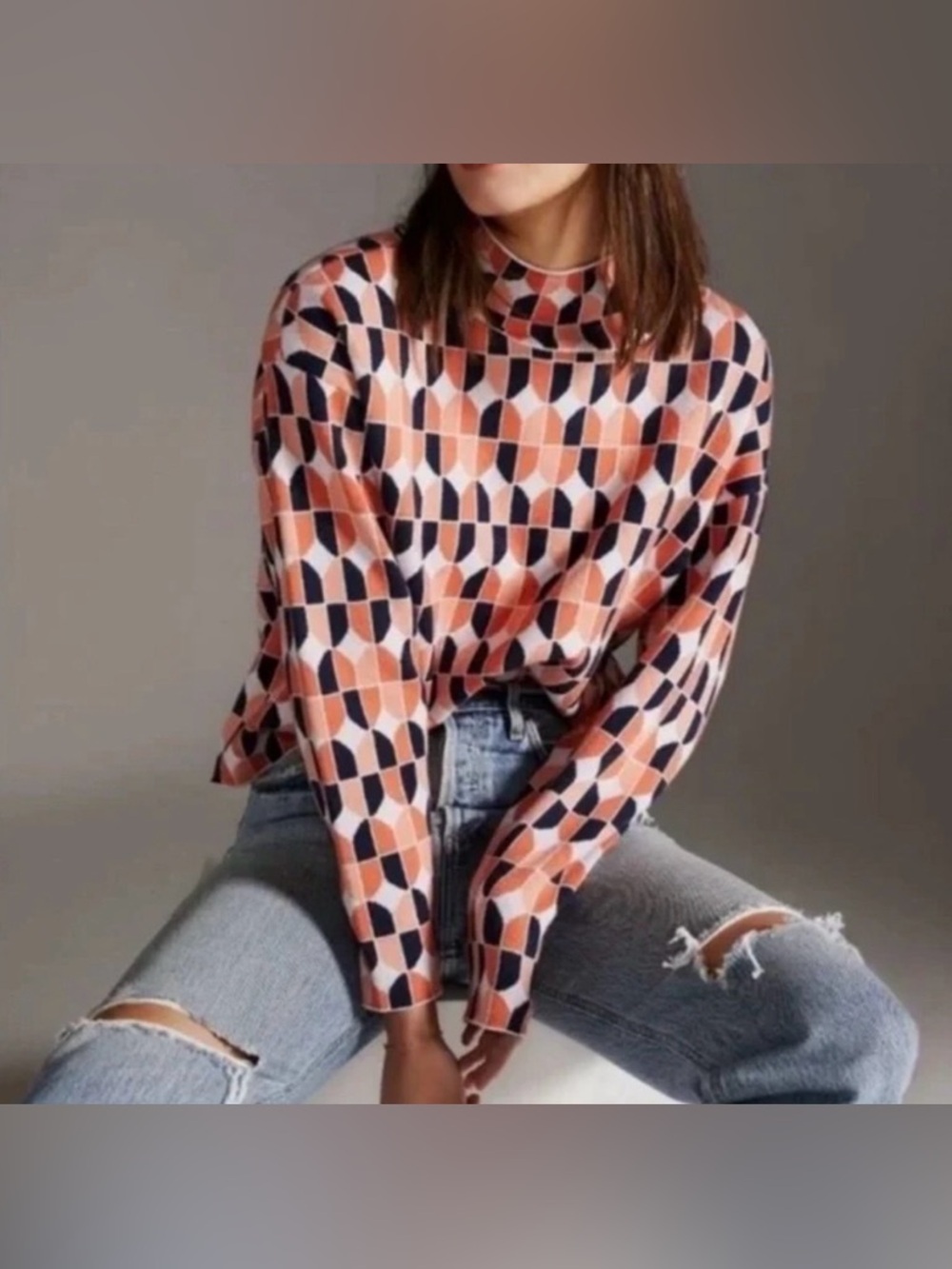 Maeve Anthropologie Sweater Women’s Small Geometric Retro Colorful City Boxy